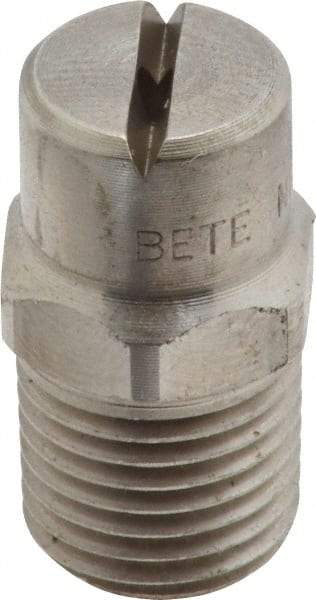 Bete Fog Nozzle - 1/4" Pipe, 90° Spray Angle, Grade 303 Stainless Steel, Standard Fan Nozzle - Male Connection, 2.37 Gal per min at 100 psi, 3/32" Orifice Diam - USA Tool & Supply