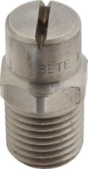 Bete Fog Nozzle - 1/4" Pipe, 90° Spray Angle, Grade 303 Stainless Steel, Standard Fan Nozzle - Male Connection, 2.37 Gal per min at 100 psi, 3/32" Orifice Diam - USA Tool & Supply