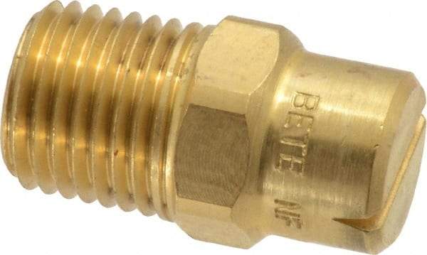 Bete Fog Nozzle - 1/4" Pipe, 120° Spray Angle, Brass, Standard Fan Nozzle - Male Connection, 2.37 Gal per min at 100 psi, 3/32" Orifice Diam - USA Tool & Supply