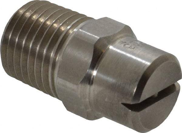 Bete Fog Nozzle - 1/4" Pipe, 120° Spray Angle, Grade 303 Stainless Steel, Standard Fan Nozzle - Male Connection, 2.37 Gal per min at 100 psi, 3/32" Orifice Diam - USA Tool & Supply