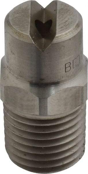 Bete Fog Nozzle - 1/4" Pipe, 65° Spray Angle, Grade 303 Stainless Steel, Standard Fan Nozzle - Male Connection, 4.74 Gal per min at 100 psi, 0.141" Orifice Diam - USA Tool & Supply