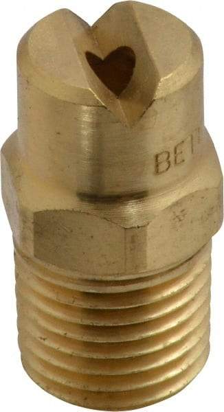 Bete Fog Nozzle - 1/4" Pipe, 65° Spray Angle, Brass, Standard Fan Nozzle - Male Connection, 6.32 Gal per min at 100 psi, 5/32" Orifice Diam - USA Tool & Supply