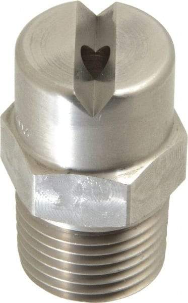 Bete Fog Nozzle - 1/2" Pipe, 65° Spray Angle, Grade 303 Stainless Steel, Standard Fan Nozzle - Male Connection, 9.49 Gal per min at 100 psi, 0.186" Orifice Diam - USA Tool & Supply