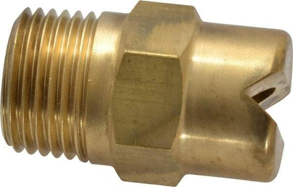 Bete Fog Nozzle - 1/2" Pipe, 65° Spray Angle, Brass, Standard Fan Nozzle - Male Connection, 15.8 Gal per min at 100 psi, 1/4" Orifice Diam - USA Tool & Supply