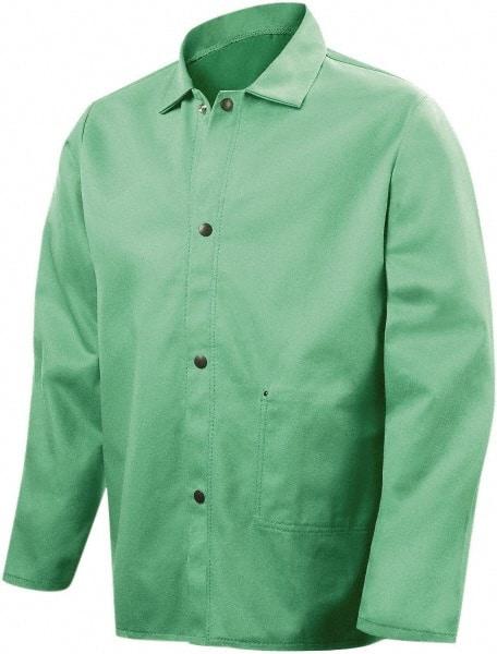 Steiner - Size 2XL Welding & Flame Resistant/Retardant Jacket - Green, Cotton, Snaps Closure, 56 to 58" Chest - USA Tool & Supply