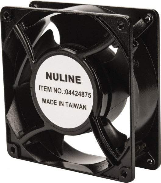 Value Collection - 230 Volts, AC, 53 CFM, Square Tube Axial Fan - 0.9 Amp Rating, 1,850 to 2,100 RPM, 4.7" High x 4.7" Wide x 1-1/2" Deep - USA Tool & Supply