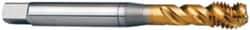 OSG - M10x1.50 Metric Coarse 3 Flute 6H Modified Bottoming Spiral Flute Tap - Vanadium High Speed Steel, TiN Finish, 100mm OAL, Right Hand Flute, Right Hand Thread - USA Tool & Supply