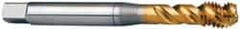 OSG - M10x1.50 Metric Coarse 3 Flute 6H Modified Bottoming Spiral Flute Tap - Vanadium High Speed Steel, TiN Finish, 100mm OAL, Right Hand Flute, Right Hand Thread - USA Tool & Supply