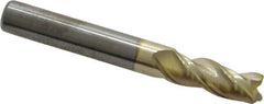 Accupro - 5/16", 13/16" LOC, 5/16" Shank Diam, 2-1/2" OAL, 3 Flute, Solid Carbide Square End Mill - Single End, ZrN Finish, Spiral Flute, Variable° Helix, Centercutting, Right Hand Cut, Right Hand Flute - USA Tool & Supply