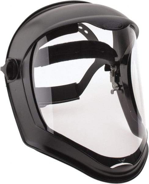 Uvex - Acrylonitrile Butadiene Styrene (ABS) Black Ratchet Adjustment, Face Shield & Headgear Set - 14-1/4" Wide x 9-3/8" High, Uncoated, Clear Window - USA Tool & Supply