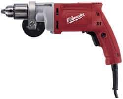 Milwaukee Tool - 1/2" Keyed Chuck, 850 RPM, Pistol Grip Handle Electric Drill - 8 Amps, 120 Volts, Reversible, Includes 1/2" Magnum Drill, Chuck Key with Holder, Side Handle - USA Tool & Supply