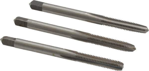 Interstate - #10-32 UNF, 4 Flute, Bottoming, Plug & Taper, Bright Finish, High Speed Steel Tap Set - Right Hand Cut, 2-3/8" OAL, 7/8" Thread Length - Exact Industrial Supply