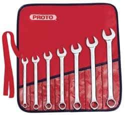 Proto - 7 Piece, 3/8" to 3/4", Combination Wrench Set - Inch Measurement Standard, Satin Finish, Comes in Nylon Roll - USA Tool & Supply