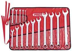 Proto - 15 Piece, 7mm to 32mm, Combination Wrench Set - Metric Measurement Standard, Satin Finish, Comes in Canvas Roll - USA Tool & Supply