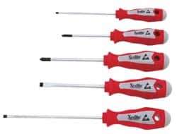 Xcelite - 5 Piece Phillips & Slotted Screwdriver Set - Blade Sizes: Width 3/16, 1/4 & 1/8, Bit Sizes: Philips #1 & #2 - USA Tool & Supply