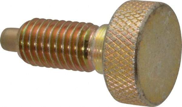 Gibraltar - 1/2-13, 7/8" Thread Length, 1/4" Max Plunger Diam, 1 Lb Init to 10 Lb Final End Force, Knob Handle Plunger - Knurled Knob, 1.13" Body Length, 7/8" Length Under Head/Shoulder, 1/4" Plunger Projection - USA Tool & Supply