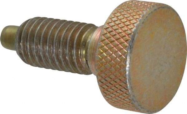 Gibraltar - 1/2-13, 7/8" Thread Length, 1/4" Max Plunger Diam, 1 Lb Init to 10 Lb Final End Force, Knob Handle Plunger - Knurled Knob, 1.13" Body Length, 7/8" Length Under Head/Shoulder, 1/4" Plunger Projection - USA Tool & Supply