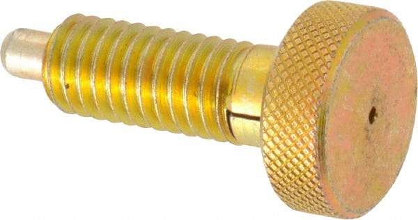 Gibraltar - 3/8-16, 3/4" Thread Length, 0.185 to 0.186" Max Plunger Diam, 0.5 Lb Init to 3 Lb Final End Force, Locking Knob Handle Plunger - Knurled Knob, 0.97" Length Under Head/Shoulder, 0.22" Plunger Projection - USA Tool & Supply