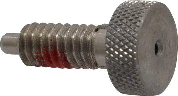 Gibraltar - 1/4-20, 0.4" Thread Length, 0.123 to 1/8" Max Plunger Diam, 0.5 Lb Init to 2 Lb Final End Force, Locking Knob Handle Plunger - Knurled Knob, 0.53" Length Under Head/Shoulder, 1/8" Plunger Projection - USA Tool & Supply
