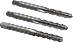 Interstate - 1/4-20 UNC, 4 Flute, Bottoming, Plug & Taper, Bright Finish, High Speed Steel Tap Set - Right Hand Cut, 2-1/2" OAL, 1" Thread Length - USA Tool & Supply