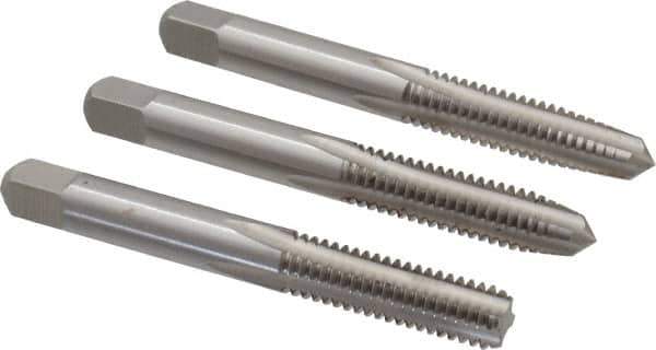 Interstate - 5/16-18 UNC, 4 Flute, Bottoming, Plug & Taper, Bright Finish, High Speed Steel Tap Set - Right Hand Cut, 2-23/32" OAL, 1" Thread Length - USA Tool & Supply