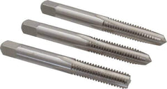 Interstate - 5/16-18 UNC, 4 Flute, Bottoming, Plug & Taper, Bright Finish, High Speed Steel Tap Set - Right Hand Cut, 2-23/32" OAL, 1" Thread Length - USA Tool & Supply