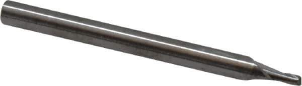 RobbJack - 0.057", 0.0855" LOC, 1/8" Shank Diam, 1-1/2" OAL, 2 Flute, Solid Carbide Square End Mill - Single End, Uncoated, Spiral Flute, 30° Helix, Centercutting, Right Hand Cut, Right Hand Flute, Series SS-2 - USA Tool & Supply