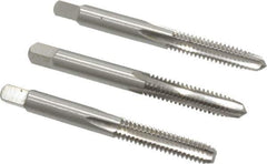 Interstate - 1/4-20 UNC, 4 Flute, Bottoming, Plug & Taper, Bright Finish, High Speed Steel Tap Set - Right Hand Cut, 2-1/2" OAL, 1" Thread Length - Exact Industrial Supply