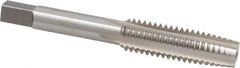 Interstate - 7/16-14 UNC 4 Flute Bright Finish High Speed Steel Straight Flute Standard Hand Tap - Taper, Right Hand Thread, 3-5/32" OAL, 1-7/16" Thread Length, H3 Limit, Oversize - Exact Industrial Supply
