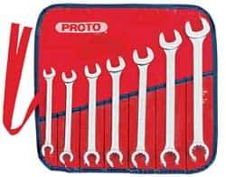 Proto - 7 Piece, 3/8" to 3/4", 12 Point Flare Nut Wrench Set - Inch Measurement Standard, Satin Finish, Comes in Pouch - USA Tool & Supply