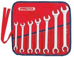 Proto - 7 Piece, 3/8" to 3/4", 12 Point Flare Nut Wrench Set - Inch Measurement Standard, Satin Finish, Comes in Pouch - USA Tool & Supply
