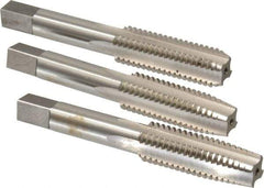 Interstate - 9/16-12 UNC, 4 Flute, Bottoming, Plug & Taper, Bright Finish, High Speed Steel Tap Set - Right Hand Cut, 3-19/32" OAL, 1-21/32" Thread Length - USA Tool & Supply