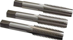 Interstate - 5/8-11 UNC, 4 Flute, Bottoming, Plug & Taper, Bright Finish, High Speed Steel Tap Set - Right Hand Cut, 3-13/16" OAL, 1-13/16" Thread Length - Exact Industrial Supply