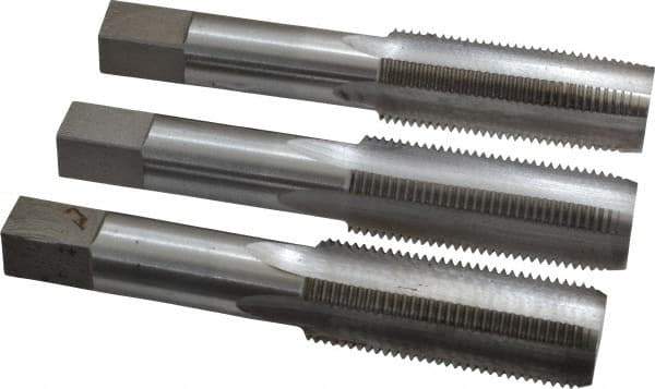 Interstate - 3/4-16 UNF, 4 Flute, Bottoming, Plug & Taper, Bright Finish, High Speed Steel Tap Set - Right Hand Cut, 4-1/4" OAL, 2" Thread Length - Exact Industrial Supply