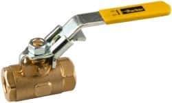 Parker - 3/8" Pipe, Brass Standard Ball Valve - FNPT Ends, Tee Handle, 150 WSP - USA Tool & Supply