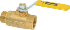 Parker - 3/4" Pipe, Brass Standard Ball Valve - 2 Piece, Inline - One Way Flow, MNPT x FNPT Ends, Lever Handle, 600 WOG, 150 WSP - USA Tool & Supply