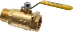 Parker - 1" Pipe, Brass Standard Ball Valve - 2 Piece, Inline - One Way Flow, MNPT x FNPT Ends, Lever Handle, 600 WOG, 150 WSP - USA Tool & Supply