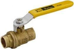 Parker - 1" Pipe, Brass Standard Ball Valve - 2 Piece, Inline - One Way Flow, Soldered x Soldered Ends, Lever Handle, 600 WOG, 150 WSP - USA Tool & Supply
