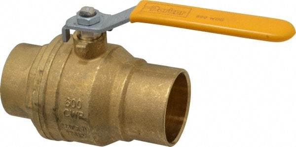 Parker - 2" Pipe, Brass Standard Ball Valve - 2 Piece, Inline - One Way Flow, Soldered x Soldered Ends, Lever Handle, 600 WOG, 150 WSP - USA Tool & Supply
