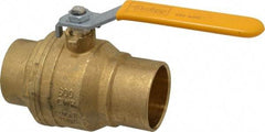 Parker - 2" Pipe, Brass Standard Ball Valve - 2 Piece, Inline - One Way Flow, Soldered x Soldered Ends, Lever Handle, 600 WOG, 150 WSP - USA Tool & Supply