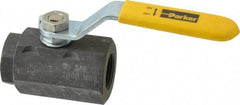 Parker - 3/4" Pipe, Carbon Steel Standard Ball Valve - 2 Piece, Inline - One Way Flow, FNPT x FNPT Ends, Lever Handle, 2,000 WOG, 150 WSP - USA Tool & Supply