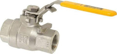 Parker - 3/4" Pipe, Full Port, Stainless Steel Standard Ball Valve - 2 Piece, Inline - One Way Flow, FNPT x FNPT Ends, Padlock Handle, 2,000 WOG, 150 WSP - USA Tool & Supply
