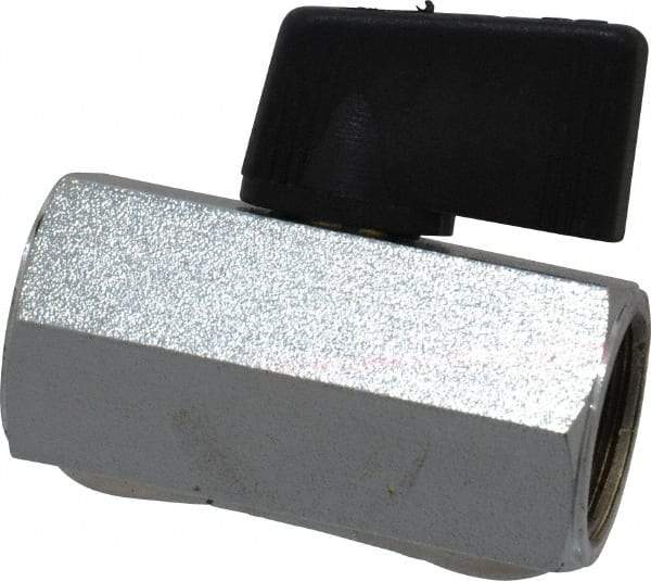 Midwest Control - 3/8" Pipe, Brass Miniature Ball Valve - Inline - One Way Flow, FNPT x FNPT Ends, Wedge Handle, 450 WOG - USA Tool & Supply