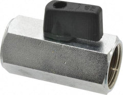 Midwest Control - 1/2" Pipe, Brass Miniature Ball Valve - Inline - One Way Flow, FNPT x FNPT Ends, Wedge Handle, 450 WOG - USA Tool & Supply