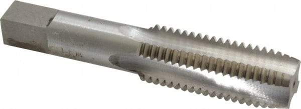 Interstate - 1-8 UNC 3B 4 Flute Bright Finish High Speed Steel Straight Flute Standard Hand Tap - Plug, Right Hand Thread, 5-1/8" OAL, 2-1/2" Thread Length, H4 Limit, Oversize - Exact Industrial Supply