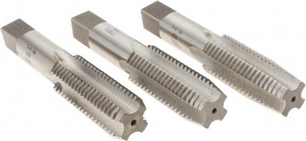 Interstate - 1-8 UNC, 4 Flute, Bottoming, Plug & Taper, Bright Finish, High Speed Steel Tap Set - Right Hand Cut, 5-1/8" OAL, 2-1/2" Thread Length - USA Tool & Supply