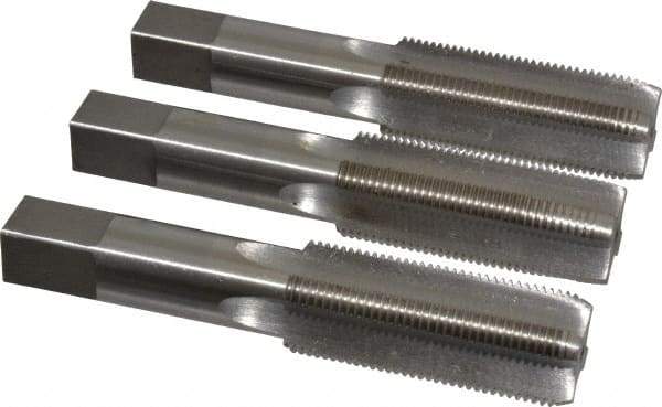 Interstate - 1-14 UNS, 4 Flute, Bottoming, Plug & Taper, Bright Finish, High Speed Steel Tap Set - Right Hand Cut, 5-1/8" OAL, 2-1/2" Thread Length - USA Tool & Supply