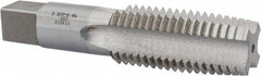 Interstate - 1-3/8 - 6 UNC 3B 4 Flute Bright Finish High Speed Steel Straight Flute Standard Hand Tap - Taper, Right Hand Thread, 6-1/16" OAL, 3" Thread Length, H4 Limit, Oversize - USA Tool & Supply