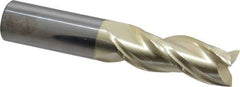 Accupro - 5/8", 1-5/8" LOC, 5/8" Shank Diam, 3-1/2" OAL, 3 Flute, Solid Carbide Square End Mill - Single End, ZrN Finish, Spiral Flute, Variable° Helix, Centercutting, Right Hand Cut, Right Hand Flute - USA Tool & Supply