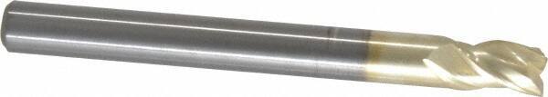 Accupro - 1/4", 3/8" LOC, 1/4" Shank Diam, 2-1/2" OAL, 3 Flute, Solid Carbide Square End Mill - Single End, ZrN Finish, Spiral Flute, Variable° Helix, Centercutting, Right Hand Cut, Right Hand Flute - USA Tool & Supply